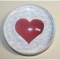 Clear Glass Dome Heart Paperweight