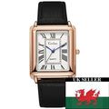 Gents White Tank Square Face Gold Case Black Ge...