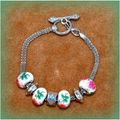 Summer Gift Charm Euro Beads Silver Tone Bracel...