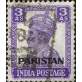 PAKISTAN , King George VI, o/p on India, violet...