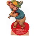 VINTAGE ' VALENTINE CARD ' BEAR as BASEBALL PLA...