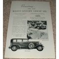 1929 Willys Knight Six Sedan & Roadster Ad!!