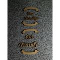 Pack of 2 Wooden laser cut 3mm Words 'Our Famil...