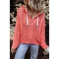 Gold Flame Cable Knit V Neck Contrast Drawstrin...