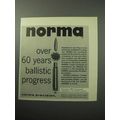 1958 Norma Bullets Ad - 60 Years Ballistic Progress