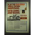 1974 Old Gold Cigarettes Ad - Triple Crown Sweepstakes