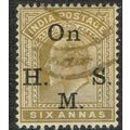 India 1902 Official 6a Olive Bistre SGO62 FU
