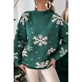 Blackish Green Christmas Snowflake Mock Neck Sw...
