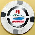 Harweys. $1 Casino Chip. Lake Tahoe, NV. Z98.