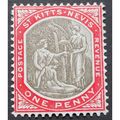 St Kitts Nevis KEVII 1903 1d Grey Black & Carmi...