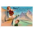 VINTAGE LINEN AMERICAN HUMOUR POSTCARD BOY GIRL...