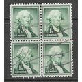 USA 1c GEORGE WASHINGTON BLOCK OF 4 WELL CENTER...