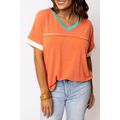 Grapefruit Orange Contrast Trim Exposed Seam V ...