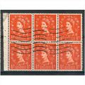 GB stamps 1955-58 - ½d orange booklet pane - 6 ...