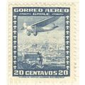 Chile 1934 (Air) - 20c blue - Plane over Landsc...