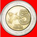 NAZCA CONDOR: PERU ★ 5 NEW SOLS 1994 BIMETALLIC...