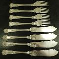 4 Pair Silver Plate Fish Knives & Forks Bearing...