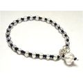 Bracelet silver plated black & opalescent glass...