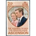 Ascension 1973 Royal Wedding 2p Princess Anne U...