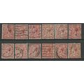GB 1912 - 24 KGV 1 1/2d Brown x 12 Variety/shad...