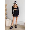 Knit Cut-out Bustier Top Lace Down Detail Mini ...
