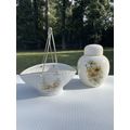 VTG HOLLY HOBBIE PORCELAIN BASKET W/ WIRE HANDL...