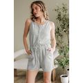 Light Grey Waffle Knit Sleeveless Buttoned Fron...