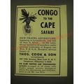 1949 Thos. Cook & Son Ad - Congo to the Cape Safari