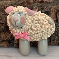 Darling VTG 70s Salt Dough Ornament Girl Sheep ...