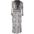 Black and White Abstract Spot Print V-neck Midi...