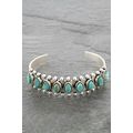 Green Boho Turquoise Gem Beaded Open Bracelet