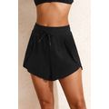 Black High Waisted Drawstring 2-in-1 Side Pocke...