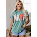 Sea Green MAMA Printed Mineral Wash Crewneck T ...