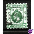 HONG KONG 1921 2c BLUE GREEN SG 118 FINE USED