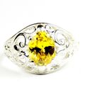 Golden Yellow CZ, 925 Sterling Silver Ladies Ri...