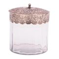 Glas Bonboniere, 23cm, mit verziert Metalldecke...