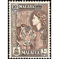 Malaya Malacca QEII 1957 10c Deep Maroon Mounte...