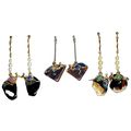 52246 - 3 Silver Drop Earrings with Opal Triple...