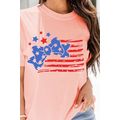 Pink Stars and Stripes Bow Knot Crew Neck T Shirt