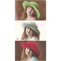 3 CARTES POSTALES - MODE - FEMME A CHAPEAU - RE...