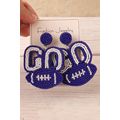 Bluing Beaded Go Football Earrings
