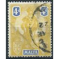 Malta 1922 SG132 4d Yellow & Bright Blue Good/F...
