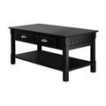 Country Style Black Wood Coffee Table with 2 St...