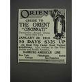 1912 Hamburg-American Line Ad - Orient
