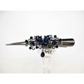 Dark silver butterfly blue crystal flower allig...