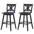 Set of 2 Black Wood 29-in Modern Kitchen Dining...