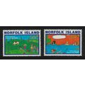 Norfolk Intl Youth Year Children's Paintings 2v...