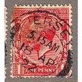 GB stamps 1912 - SG419 - KGV - 1d red - Jersey 2