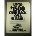 1987 Subaru Car Ad - Up to $1500 Cash Back on a Subaru