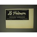 1954 Le Trianon Restaurant Ad - French Food with Finesse